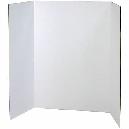 Pacon® 80% Recycled Single-Walled Tri-Fold Presentation Boards, 40" x 28", White, Carton Of 8