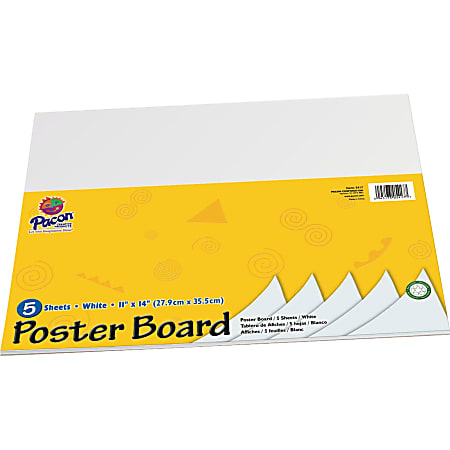 Pacon® Peacock® Coated Poster Board, 11" x 14", White, Pack Of 5