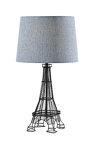 Adesso Simplee Eiffel Tower Table Lamp, 26-1/2"H, Light Blue Shade/Black Base