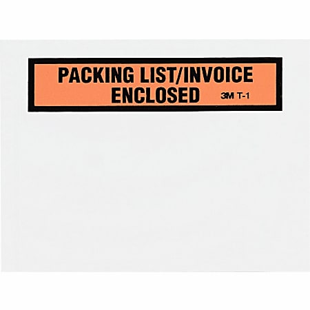 3M™ Self-Adhesive Packing List/Invoice Enclosed Envelopes, 5 1/2" x 4 1/2", Black/Red, Pack Of 1,000