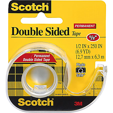 Scotch® Double-Sided Tape With Handheld Dispenser, 1/2" x 248", Clear