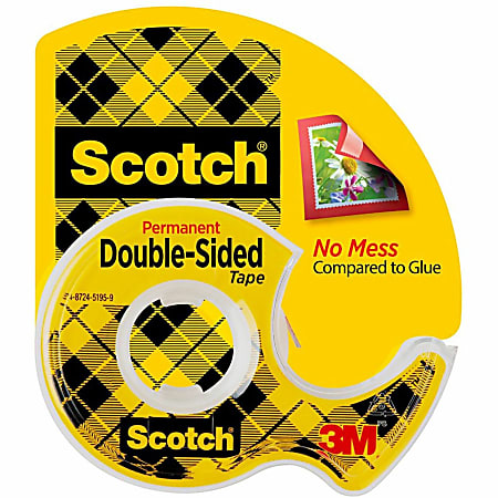 Scotch® Double-Sided Tape With Handheld Dispenser, 1/2" x 248", Clear