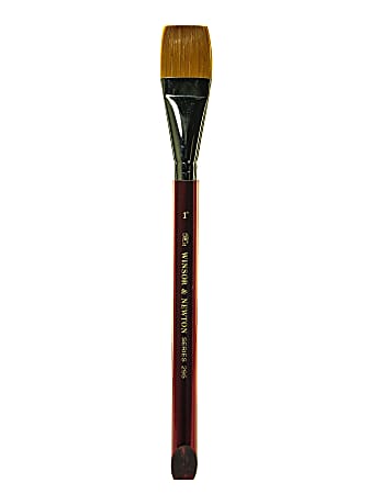 Winsor & Newton Series 295 Paint Brush, 1", Flat Bristle, Nylon, Burdgundy