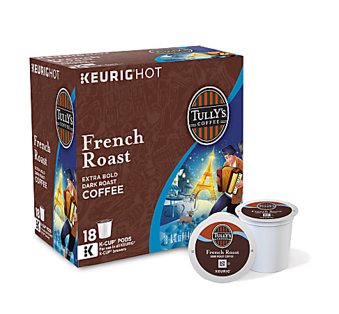 Tully's® Coffee Single-Serve Coffee K-Cup®, French Roast, Carton Of 18
