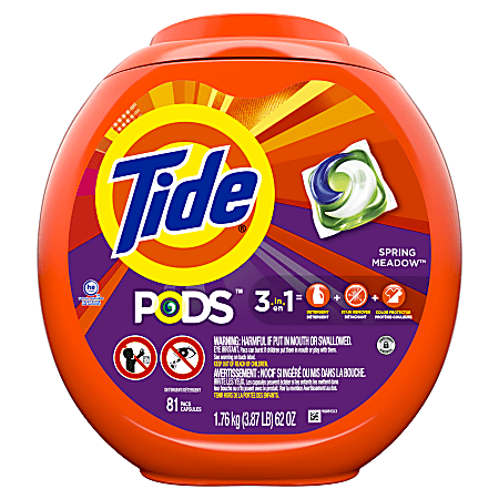 Tide PODS Liquid Laundry Detergent Soap Pacs, Spring Meadow, Pack Of 81 Pacs