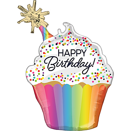 Amscan Birthday Foil Balloon, Irregular, 31", Confetti Sprinkle Cupcake