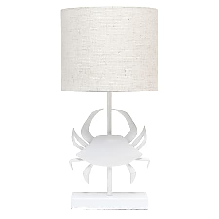 Simple Designs Shoreside Pinching Crab Table Lamp, 18-1/4"H, White/White