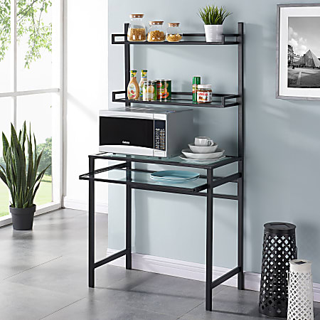 Glass desk outlet hutch