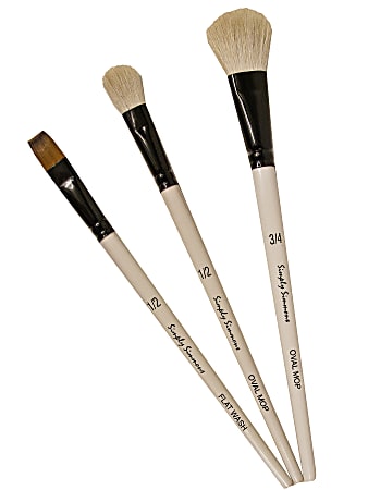 Robert Simmons Simply Simmons Value Paint Brush Set, Mop Up, Assorted Sizes, Assorted Bristles, White, Set Of 3