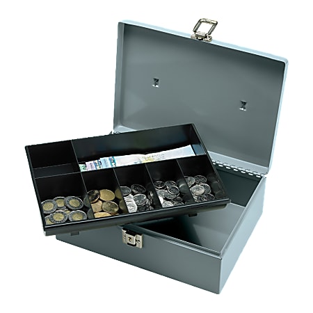 Sparco All-Steel Latch Lock Cash Box With Tray,