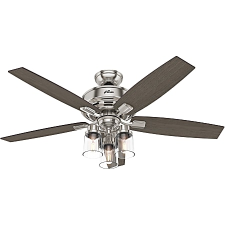 Hunter Fan Bennett With 3 Lights 52 inch - 5 Blades - 52" Diameter - 3 Speed - Reversible Motor, Reversible Blades, Quiet - 27" Height x 17" Width - Metal
