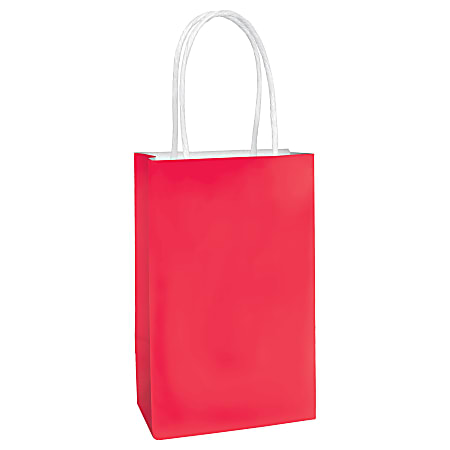 Amscan Kraft Paper Gift Bag, 8"H x 5"W x 3"D, Red