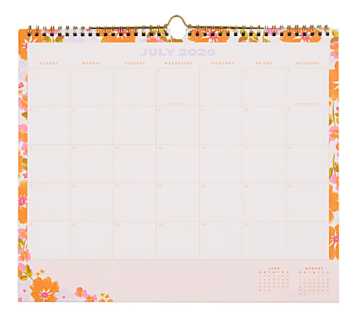 Happy Planner Organized 12-Month Wall Calendar, 14” x 12”, Sunshine Florals, July 2026 To June 2027, CWDS12-002, Total Qty 1