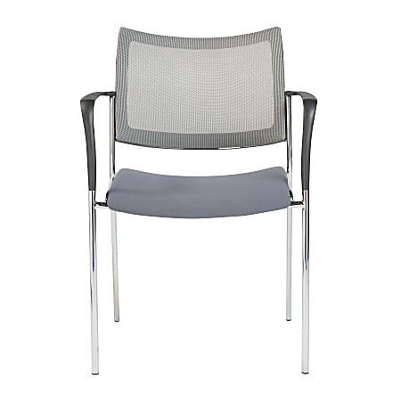 Eurostyle Vahn Stacking Side Chairs, Gray/Chrome, Set Of 2 Chairs