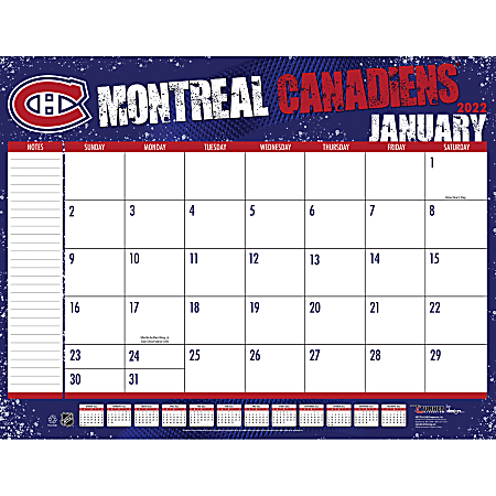 Lang Turner Licensing Monthly Desk Calendar, 22” x 17”, Montreal Canadians, January To December 2022