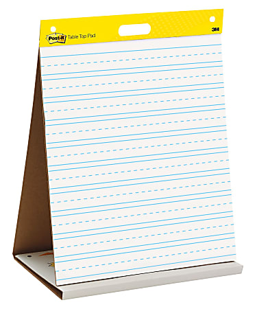 Post-it® Super Sticky Tabletop Easel Pad, Primary Ruled, 20" x 23", White, Pad Of 20 Sheets