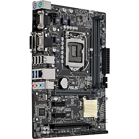 Asus H110M-C/CSM Desktop Motherboard - Intel Chipset - Socket H4 LGA-1151 - DDR4 SDRAM Maximum RAM - DIMM - 2 x Memory Slots - Gigabit Ethernet - DVI - 4 x SATA Interfaces