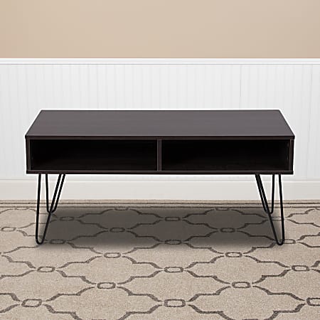 Flash Furniture TV Stand With Metal Legs, 17-3/4"H x 39-1/2"W x 15-3/4"D, Driftwood/Black