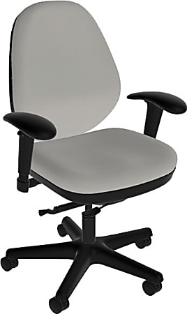 Sitmatic GoodFit Mid-Back Chair With Adjustable Arms, Gray Polyurethane/Black