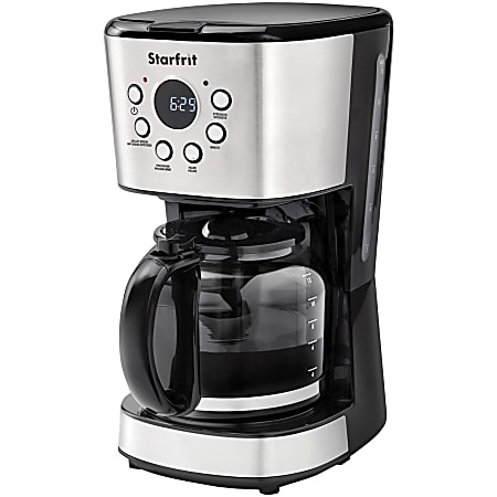 Starfrit® 12-Cup Programmable 900-Watt Drip Coffee Maker Machine, Stainless Steel & Black