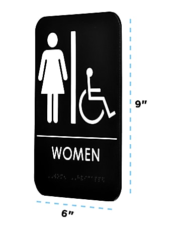Alpine Men And Women Handicapped Restroom Signs 9 x 6 BlackWhite Pack ...
