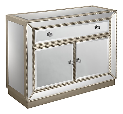 Coast to Coast 1-Drawer/2-Door Mirrored Cabinet, Champagne,