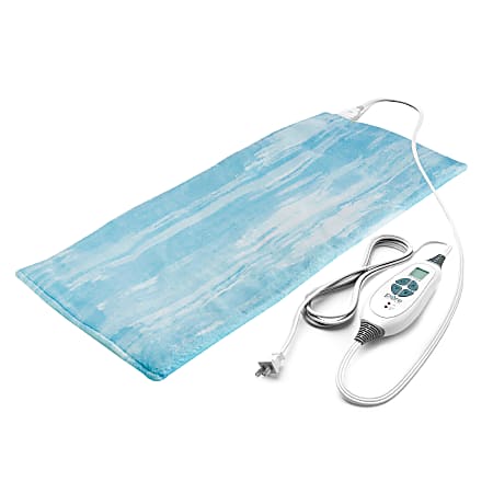 Pure Enrichment PureRelief Luxe Micromink Heating Pad, 11-1/2" x 22-1/2", Aqua Paint
