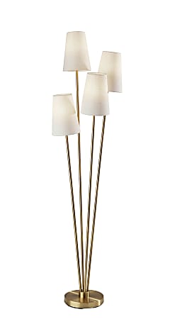 Adesso® Wentworth 4-Light Floor Lamp, 68"H, Off-White/Antique Brass