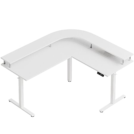 Bestier 63" Electric Adjustable-Height L-Shaped Standing Desk, White