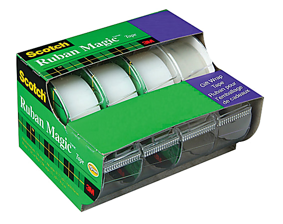 Scotch® Magic™ Gift-Wrap Tape, 0.75" x 29.1 YD., Clear, Pack Of 4 Rolls