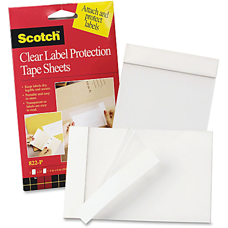 3M™ Label Protection Tape Sheets, 4" X 6" - 4" Width x 6" Length - Polypropylene Backing - 2 / Pack - Clear