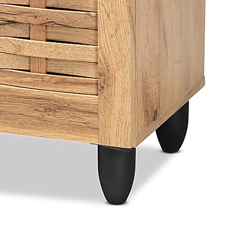 Baxton Studio Winda 45 W 3 Door Shoe Cabinet Oak Brown ODP Business Solutions