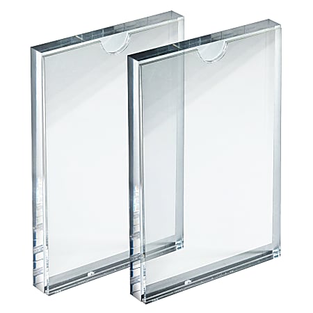 Azar Displays Block Sign Holder Frames, 4” x 6”, Clear, Pack Of 2 Frames