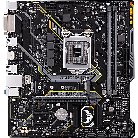 TUF H310M-PLUS GAMING Desktop Motherboard - Intel Chipset - Socket H4 LGA-1151 - 32 GB DDR4 SDRAM Maximum RAM - UDIMM, DIMM - 2 x Memory Slots - Gigabit Ethernet - 2 x USB 3.1 Port - HDMI - DVI - 4 x SATA Interfaces
