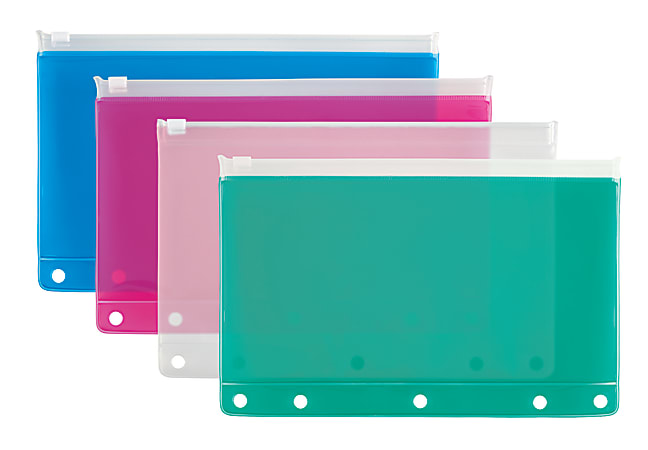 Office Depot® Brand Transparent Binder Pocket, Small, 6 1/8" x 9 3/8", Assorted Colors