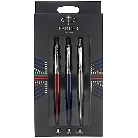 Parker Jotter Gel Pen, Medium Point, 0.7 mm, Stainless-Steel/Gold Barrel, Black Ink