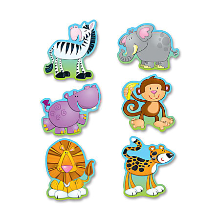 Carson Dellosa Education Jungle Cut-outs Bulletin Board Set - 36 (Jungle Animal) Shape - 0.44" Height x 6" Width x 8" Length - Multicolor - 36 / Pack