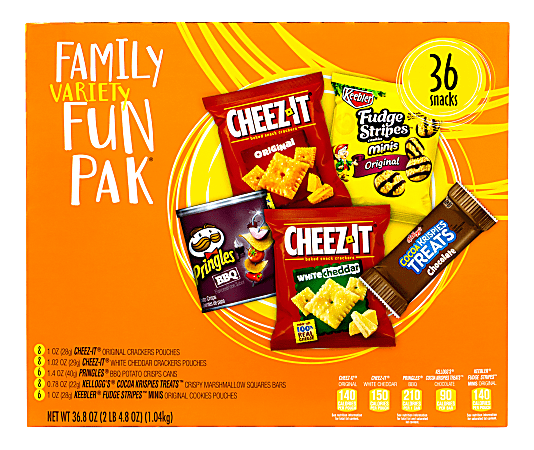 Kellogg's Family Snack Variety Fun Pack, Box Of 36 Bags
