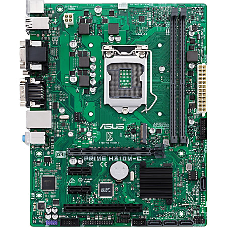 Asus Prime H310M-C/CSM Desktop Motherboard - Intel Chipset - Socket H4 LGA-1151 - 32 GB DDR4 SDRAM Maximum RAM - UDIMM, DIMM - 2 x Memory Slots - Gigabit Ethernet - 2 x USB 3.1 Port - DVI - 4 x SATA Interfaces