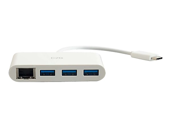 C2G USB C Hub with Ethernet - 3-Port USB Hub - Hub - 3 x SuperSpeed USB 3.0 + 1 x USB-C + 1 x 1000Base-T - desktop