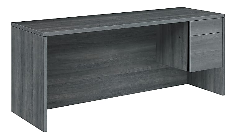 HON® 10500 72"W 2-Drawer Right-Pedestal Credenza Computer Desk, Sterling Ash