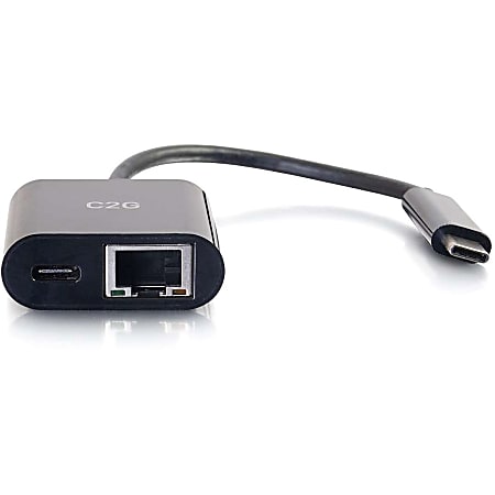 C2G USB C to Ethernet Adapter with Power Delivery - Network adapter - USB-C - Gigabit Ethernet x 1 - black