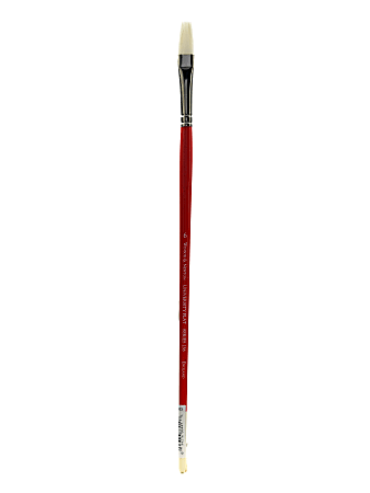 Winsor & Newton University Series Long-Handle Paint Brush 236, Size 6, Flat Bristle, Red