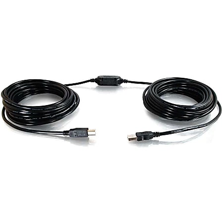 C2G 12m (40ft) USB Cable - USB A to USB B Cable - Active - Center Boost - 39.37 ft USB Data Transfer Cable for Printer, Hard Drive - First End: 1 x Type A Male USB - Second End: 1 x Type B Male USB - Extension Cable - Black