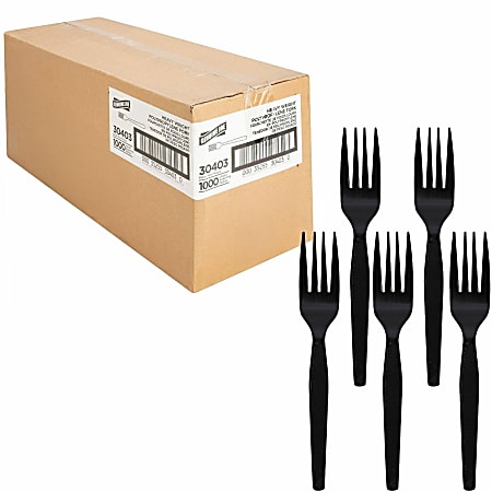 Genuine Joe Heavyweight Fork - 1 Piece(s) - Fork - 1 x Fork - Disposable - Textured - Black - 1000/Carton
