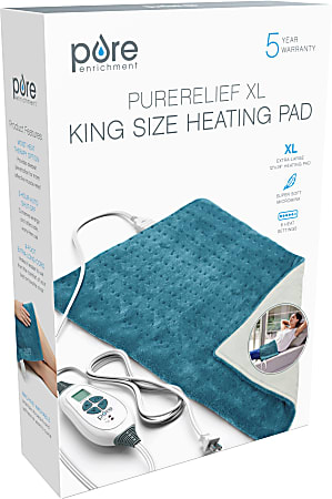 Pure Enrichment PureRelief XL King Size Heating Pad, 23-1/2" x 11-1/2", Turquoise Blue