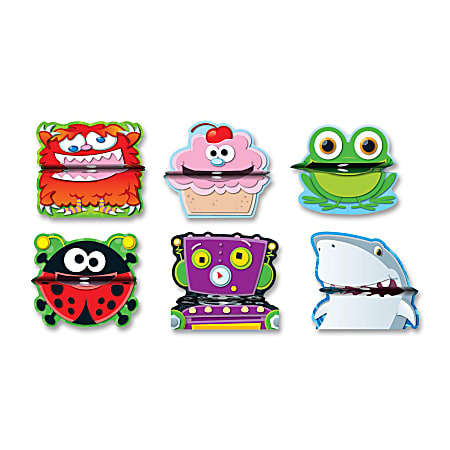 Carson-Dellosa Reward and Recognition Pencil Toppers - 1, 1, 1, 1, 1, 1 (Ladybug, Frog, Shark, Monster, Robot, Cupcake) Shape - Perforated Hole - Multicolor - Card Stock - 6 / Pack