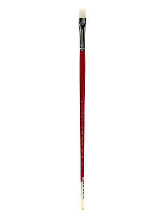Winsor & Newton University Series Long-Handle Paint Brush 237, Size 6, Bright Bristle, Red