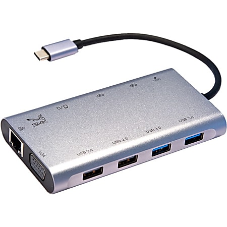 SMK-Link VP6950 USB-C 100W Mini Docking Station with Multi-Stream Triple Video - for Notebook - 100 W - USB 3.1 Type C - 2 x USB 2.0 - 2 x USB 3.0 - USB Type-C - Network (RJ-45) - HDMI - VGA - Wired