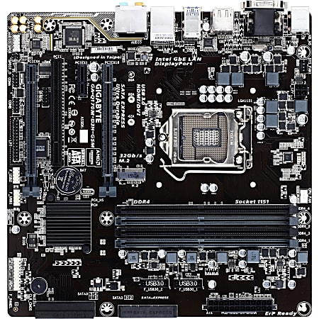 Gigabyte Ultra Durable GA-Q170M-D3H-GSM Desktop Motherboard - Intel Chipset - Socket H4 LGA-1151 - 64 GB DDR4 SDRAM Maximum RAM - DIMM, UDIMM - 4 x Memory Slots - Gigabit Ethernet - 4 x USB 3.0 Port - HDMI - DVI - 6 x SATA Interfaces